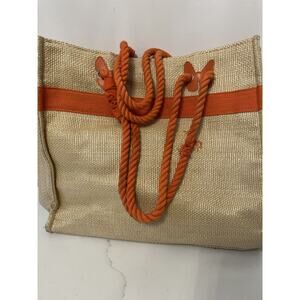 Escada Raffia Straw Tote Bag Vintage Large Lined Rope Handle Beach Resort Casual